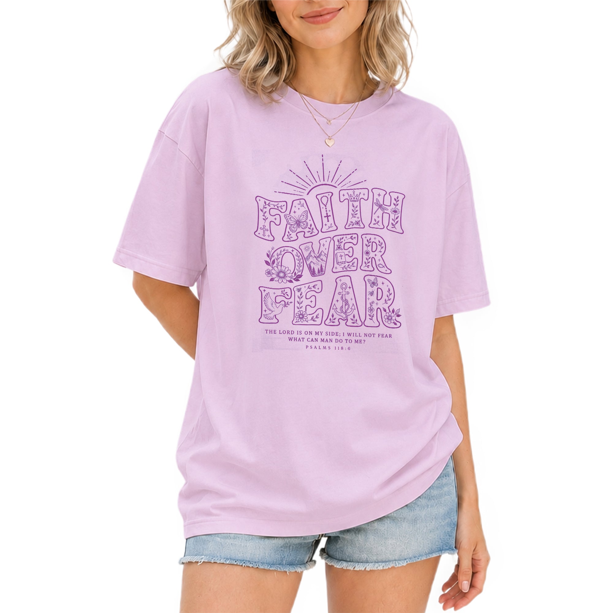 Faith Over Fear Christian Shirt Womens Bible Verse T-Shirt Psalms 118 6 Jesus Tee - Rust Field Wear