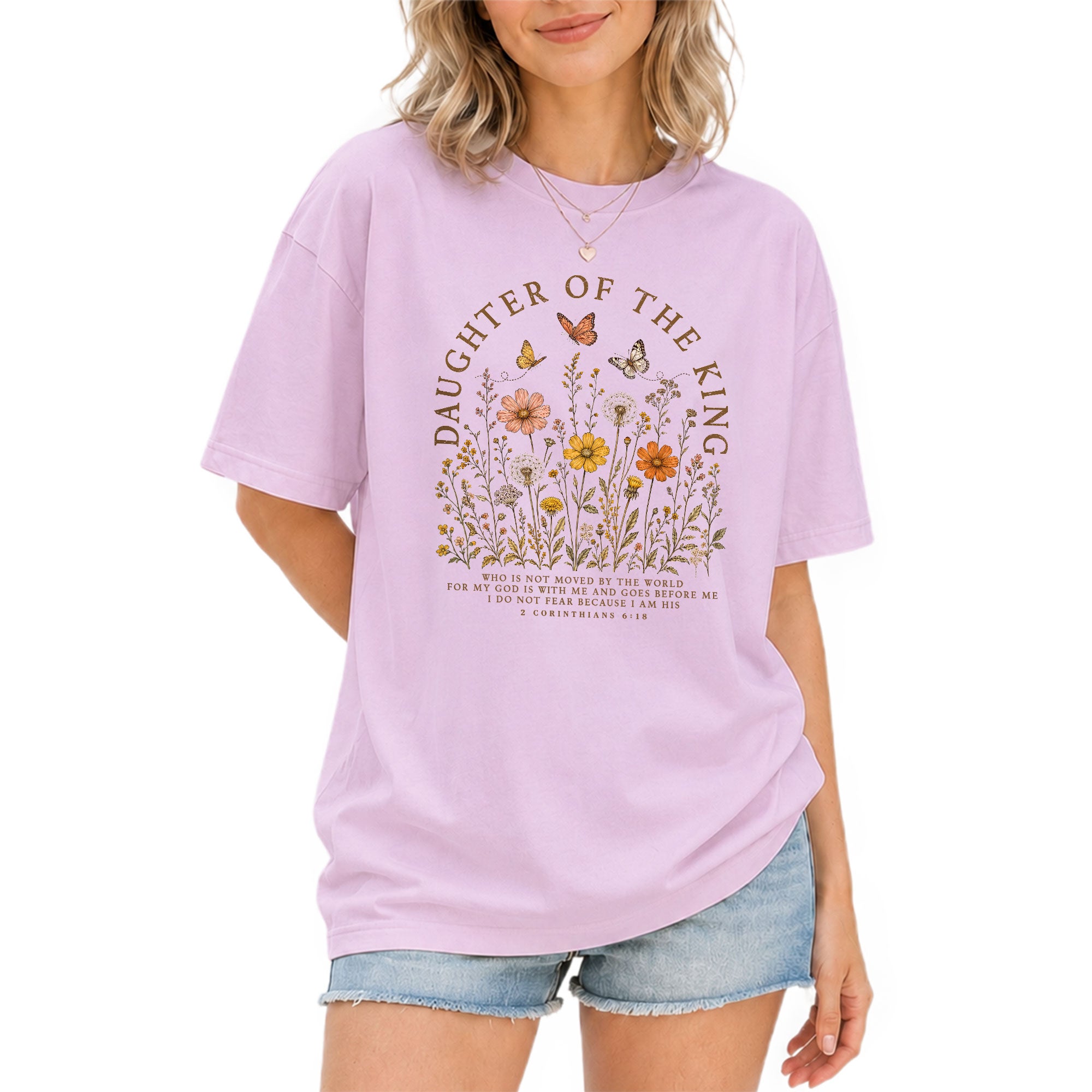 Daughter Of The King Shirt Butterfly Christian 2 Corinthians 6 18 Faith Graphic Tee - Rust Field Wear