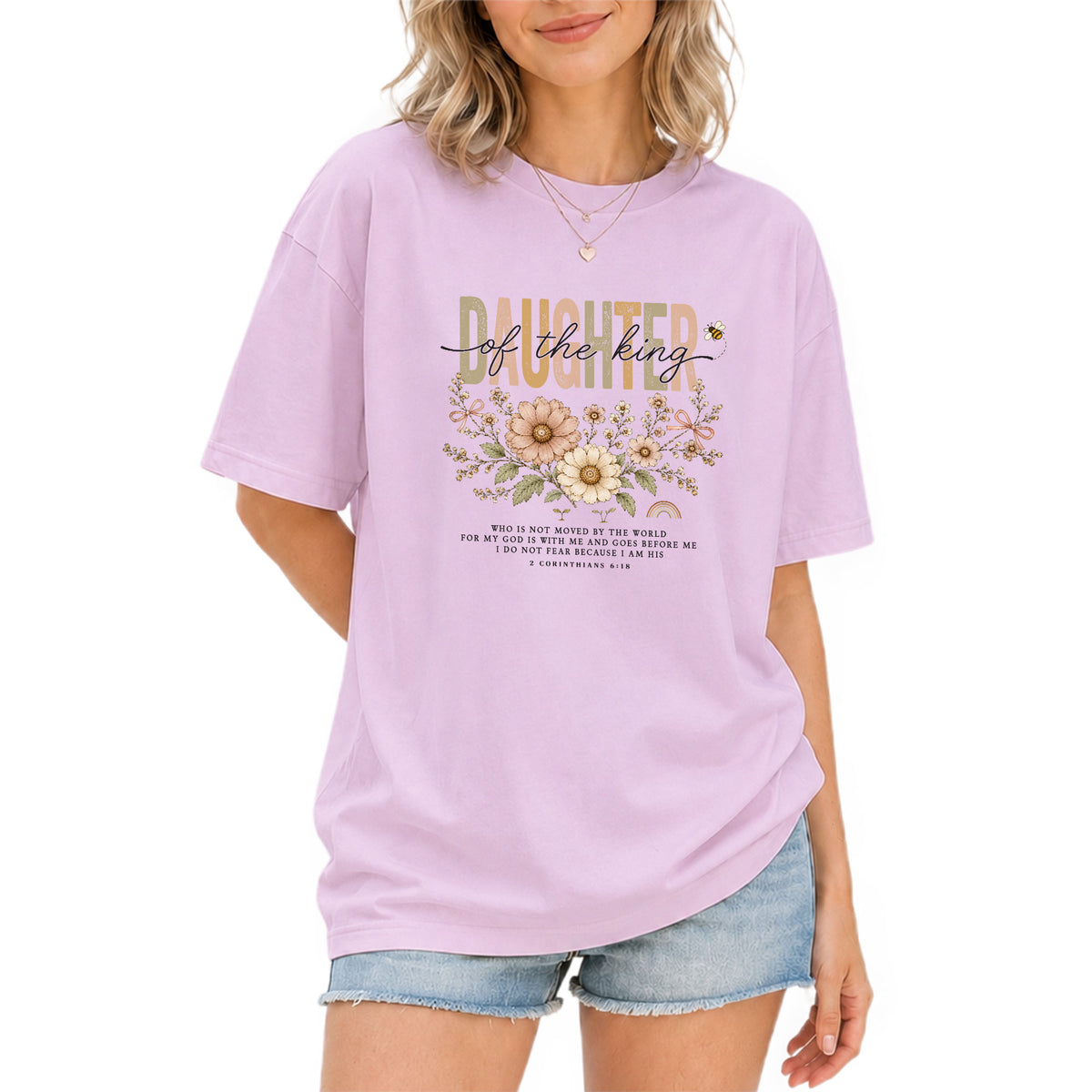 Daughter Of The King Shirt Daisy Bee Christian 2 Corinthians 6 18 Faith Graphic Tee - Rust Field Wear