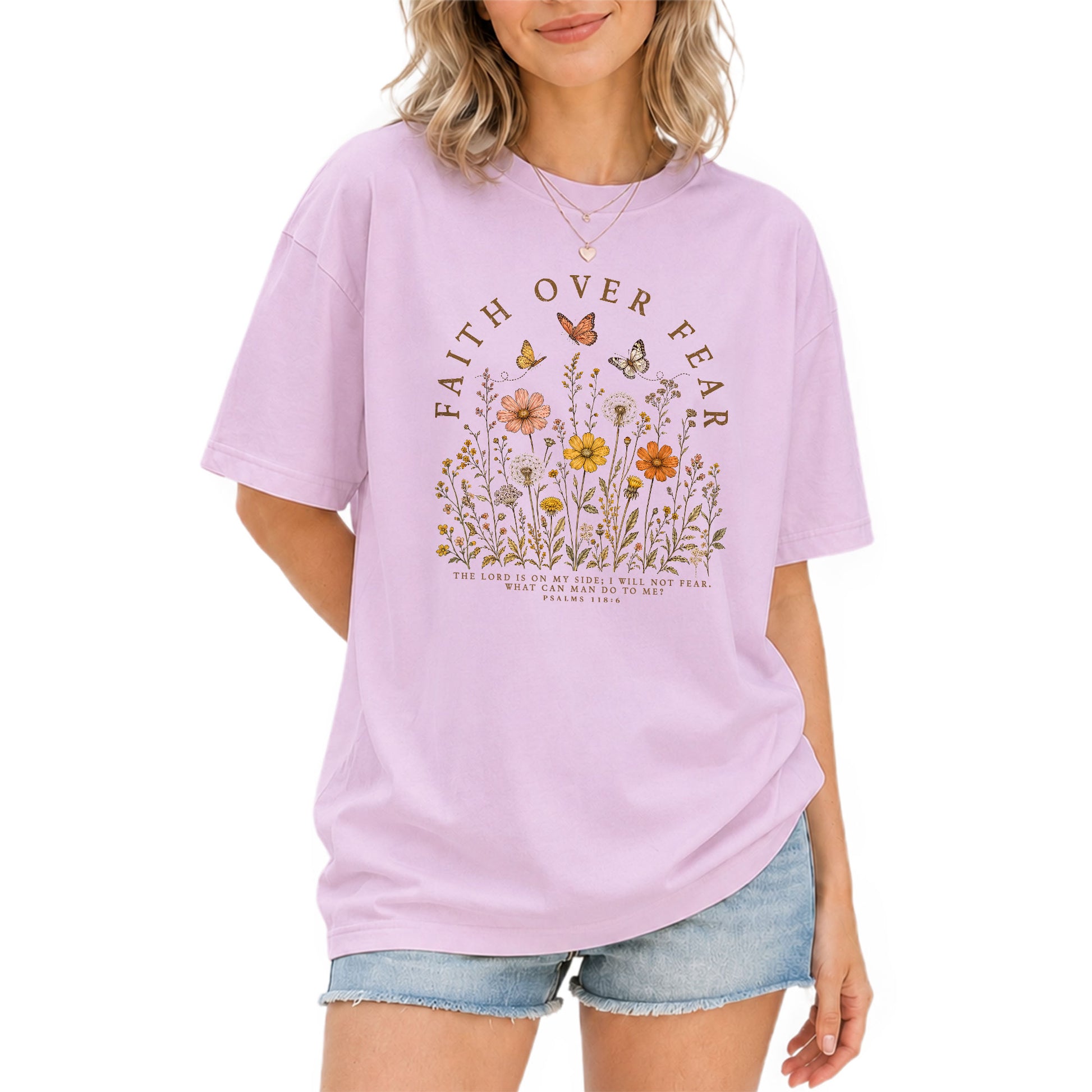 Faith Over Fear Shirt Butterfly Christian Psalm 118 6 Scripture Faith Graphic Tee - Rust Field Wear
