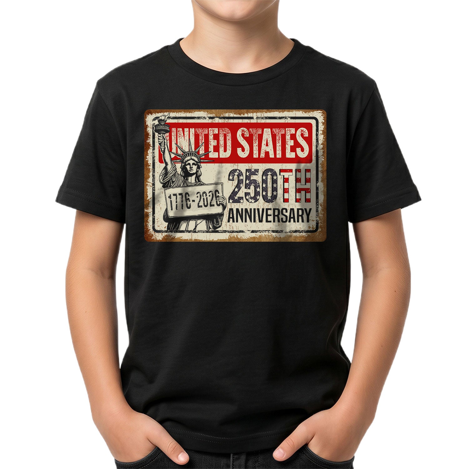 Kids United States 250th Anniversary T-Shirt 1776–2026 Patriotic Freedom Youth Tee