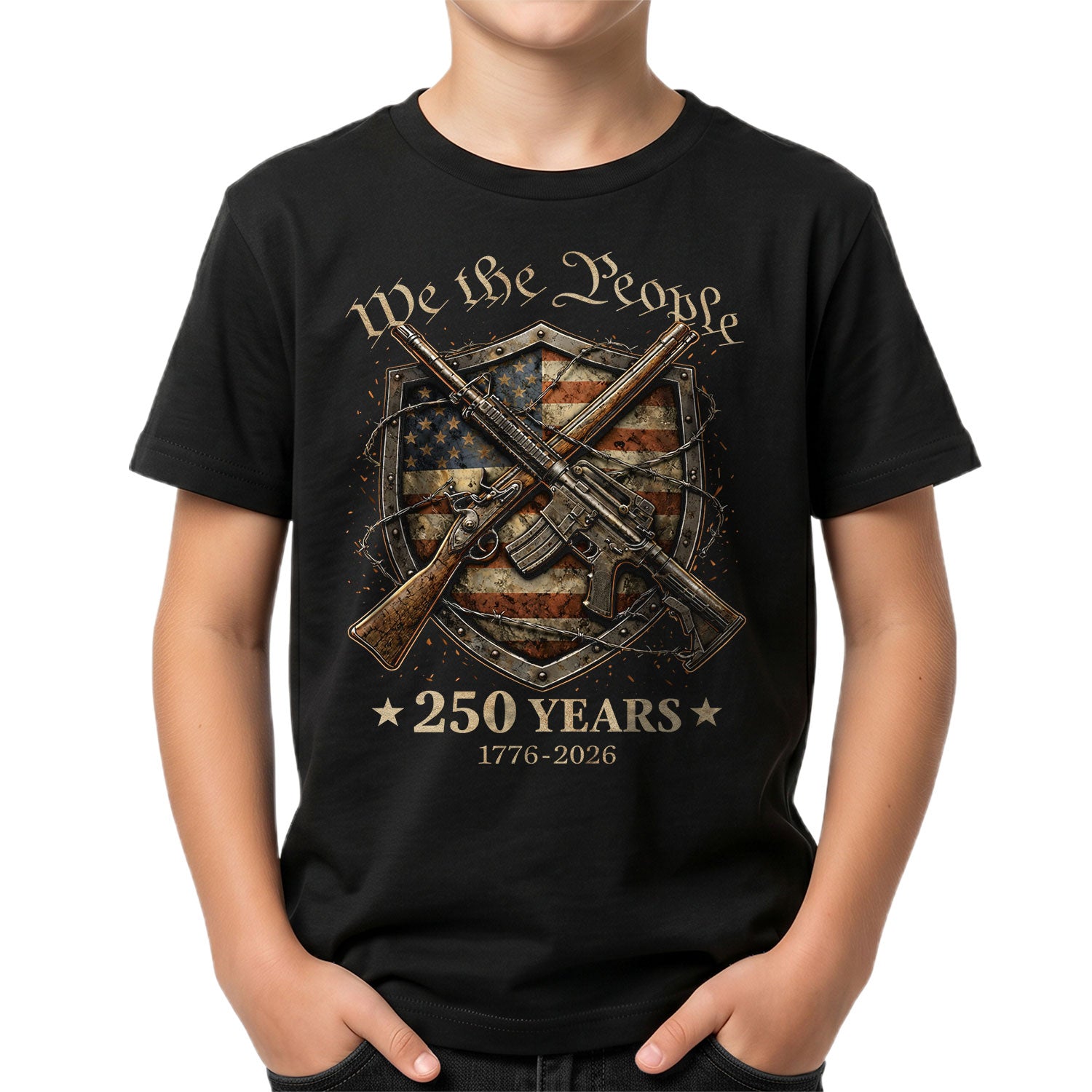 We The People 250 Years Kids T-Shirt 1776–2026 Patriotic USA Freedom Youth Tee