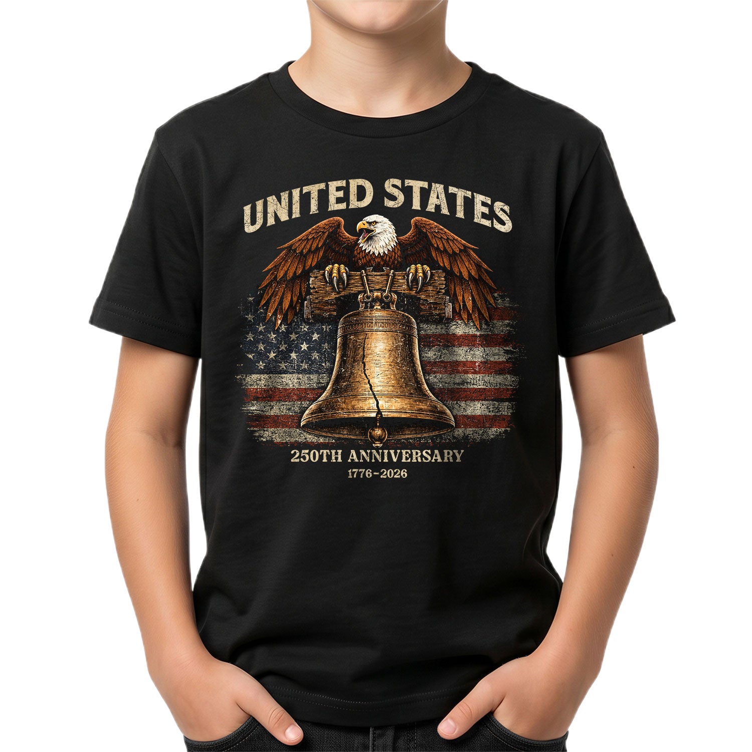 Kids United States 250th Anniversary T-Shirt 1776–2026 Liberty Bell Patriotic Tee