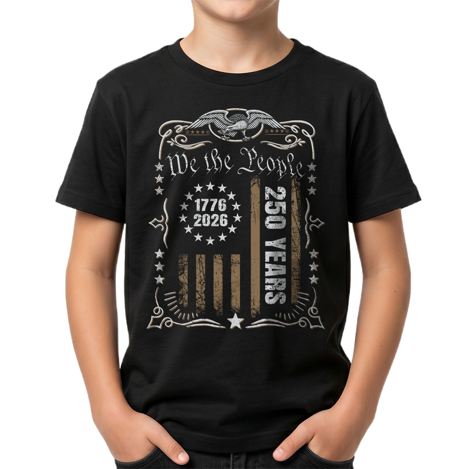250 Years Kids T-Shirt We The People Patriotic Betsy Ross Flag 1776-2026 Youth Tee Shirt