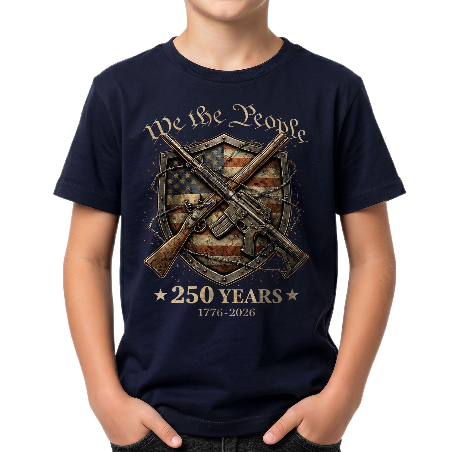 We The People 250 Years Kids T-Shirt 1776–2026 Patriotic USA Freedom Youth Tee