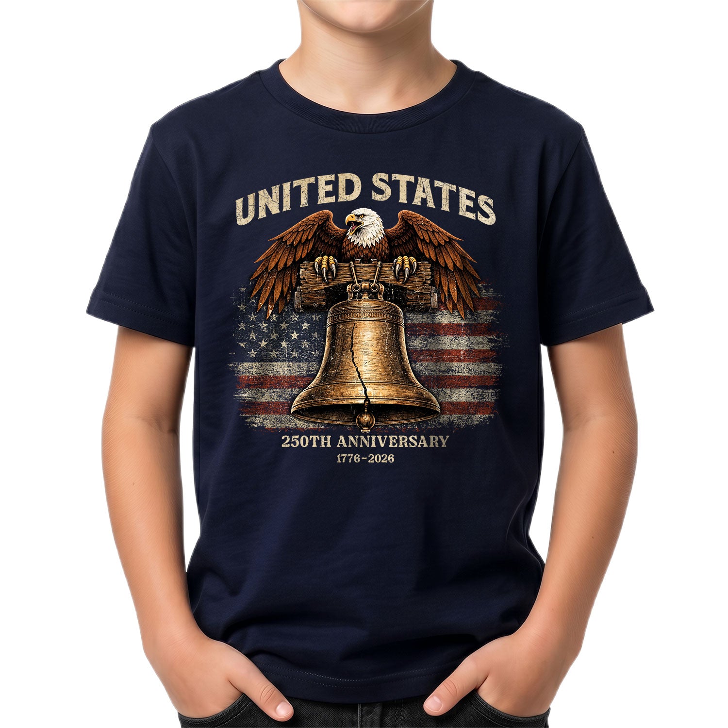 Kids United States 250th Anniversary T-Shirt 1776–2026 Liberty Bell Patriotic Tee