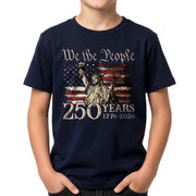 Kids 250 Years T-Shirt Statue of Liberty We The People Patriotic American Flag Tee