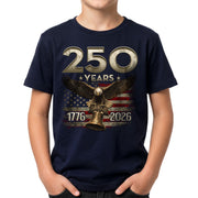 250 Years Kids T-Shirt Vintage American Flag Patriotic Eagle 1776-2026 Boys Girls Tee