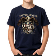 250 Years Kids T-Shirt United States Patriotic Eagle American Flag 1776-2026 Youth Tee