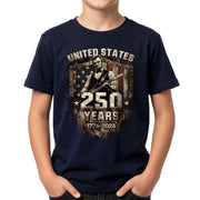Kids America 250 Years T-Shirt 1776–2026 Lincoln Patriotic Freedom Youth Tee - Rust Field Wear