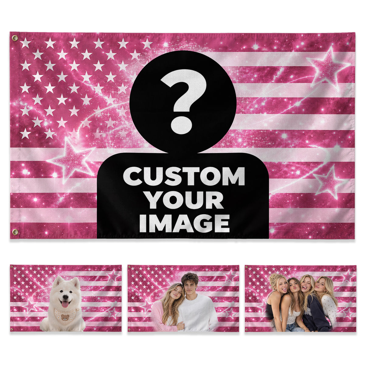 Custom Photo Picture Flag American Stars Stripes Personalized Wall Hanging Banner - Rust Field Wear