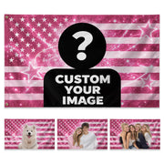 Custom Photo Picture Flag American Stars Stripes Personalized Wall Hanging Banner - Rust Field Wear