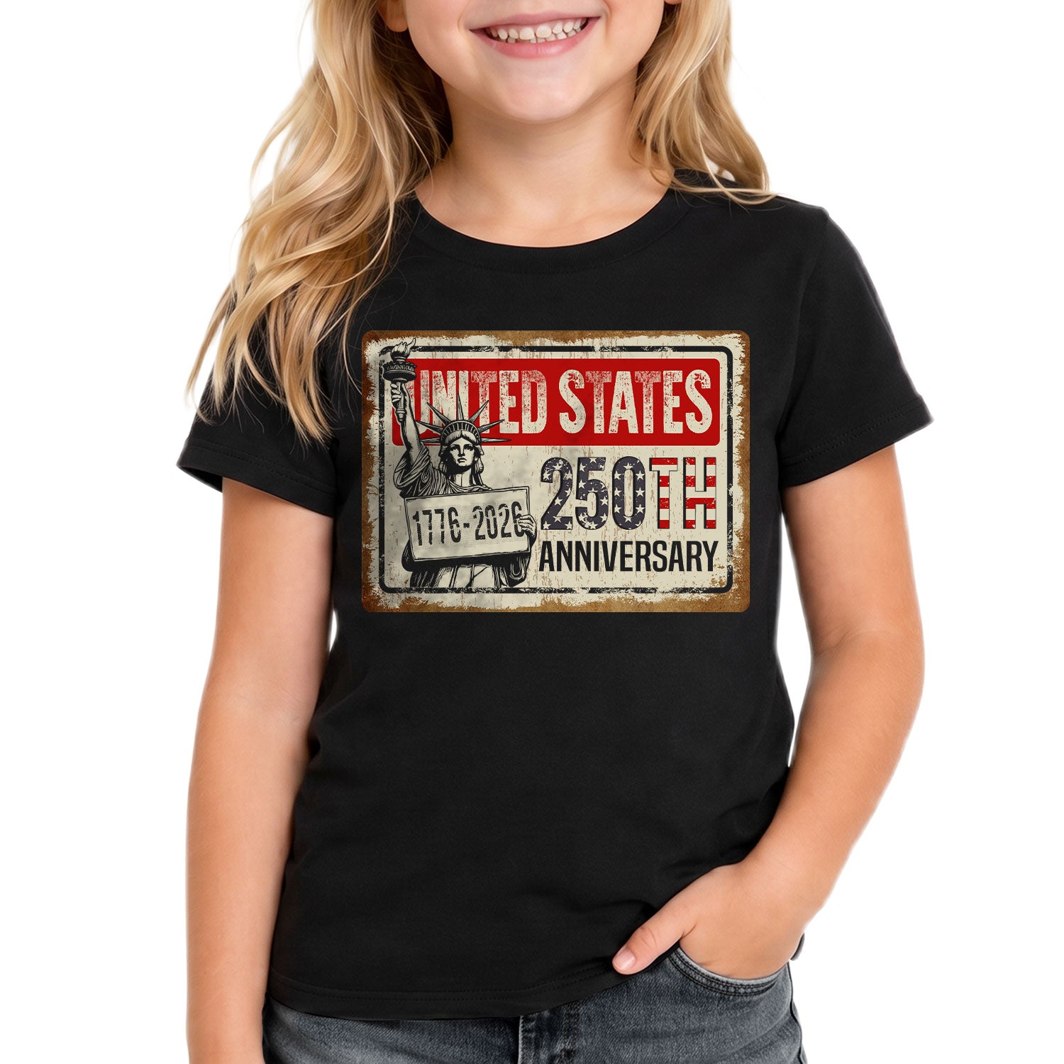 Kids United States 250th Anniversary T-Shirt 1776–2026 Patriotic Freedom Youth Tee