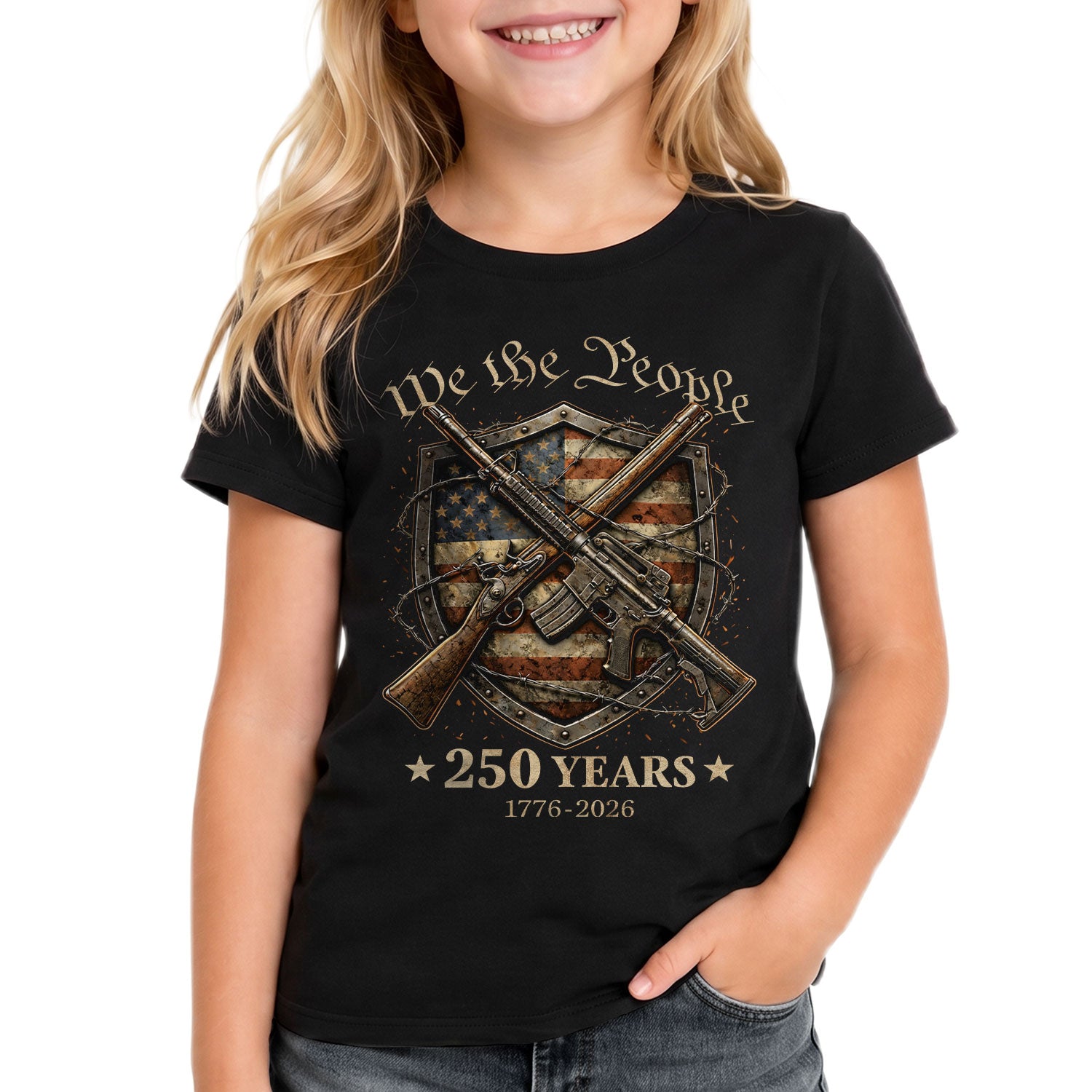 We The People 250 Years Kids T-Shirt 1776–2026 Patriotic USA Freedom Youth Tee