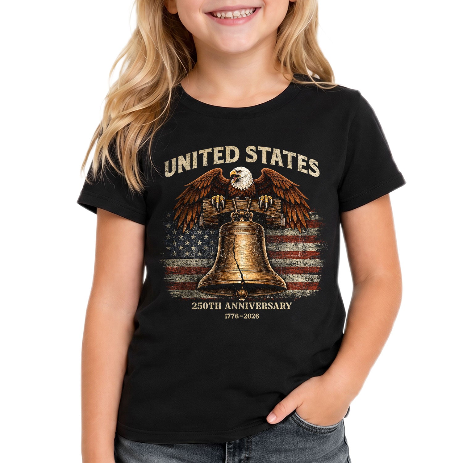 Kids United States 250th Anniversary T-Shirt 1776–2026 Liberty Bell Patriotic Tee