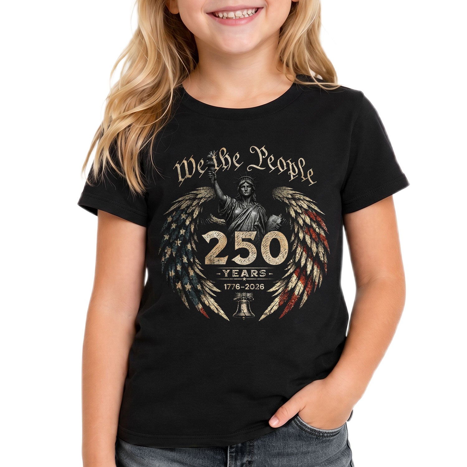 We The People 250 Years Kids Shirt 1776–2026 Patriotic Liberty Youth Tee