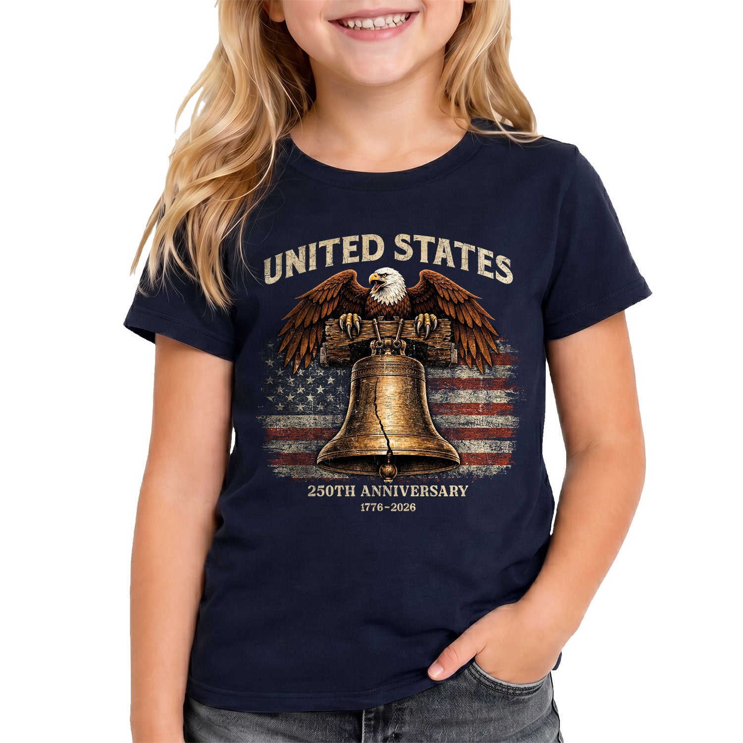 Kids United States 250th Anniversary T-Shirt 1776–2026 Liberty Bell Patriotic Tee