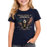 250th Anniversary Kids T-Shirt Patriotic Eagle Liberty Bell 1776-2026 Youth Tee Shirt