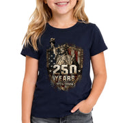 250 Years Kids T-Shirt Statue of Liberty Patriotic American Flag 1776-2026 Youth Tee