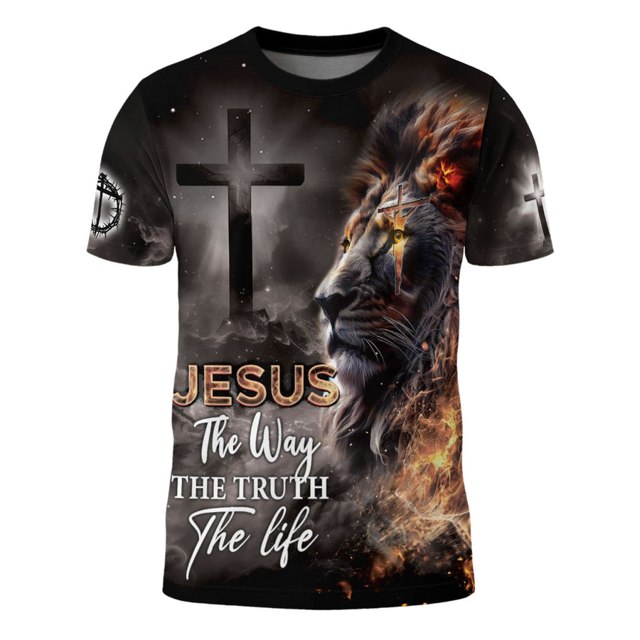 The Way, The Truth, The Life Jesus Lion of Judah Christian Tee Shirts for Men, Graphic Tee, Jesus Shirt, Men's Faith Gift, Rustfield Co.