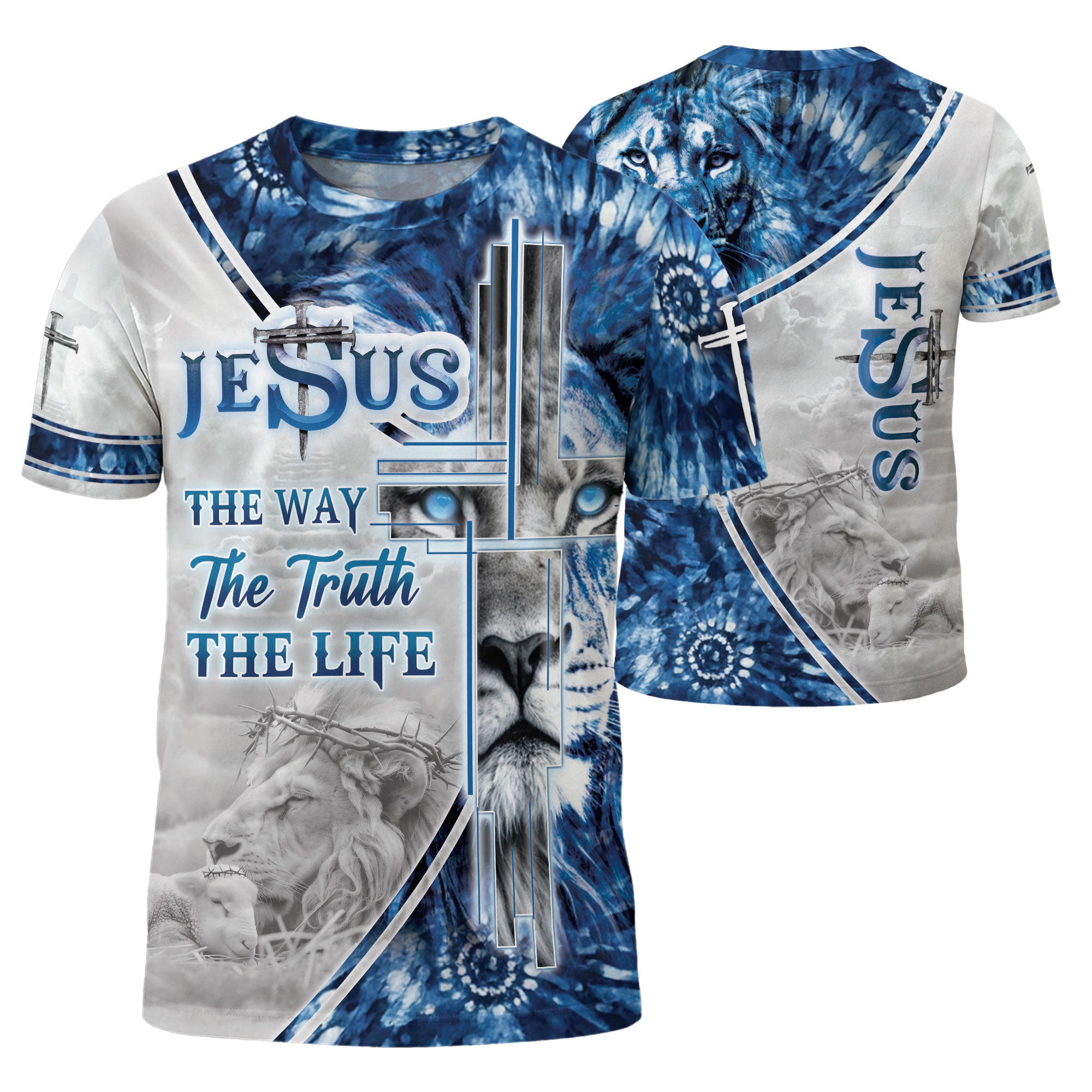 RustField Co Christian Tee Shirts - Jesus The Way The Truth The Life Lion Judah Double Sided, Freedom Shirts for Men - Rust Field Wear