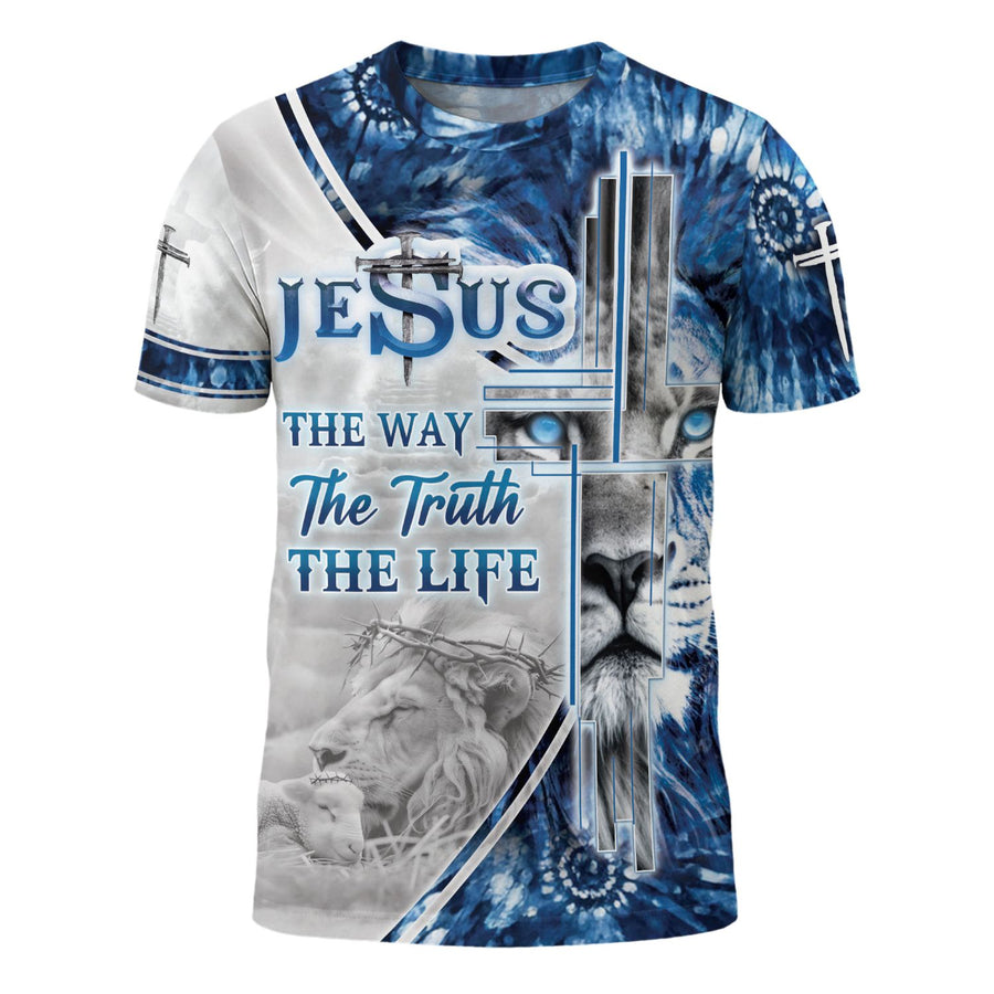 The Way, The Truth, The Life Jesus Lion Judah Double Sided Jesus Shirt, Graphic Tee for Men, Christian Tee Shirts, Men's Faith Gift, Rustfield Co.