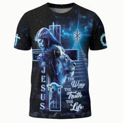 Jesus The Way, The Truth, The Life Graphic Tee with Lion, Lamb and Crowned Christ, Christian Tee Shirts, Jesus Shirt, Rustfield Co. - Rust Field Wear
