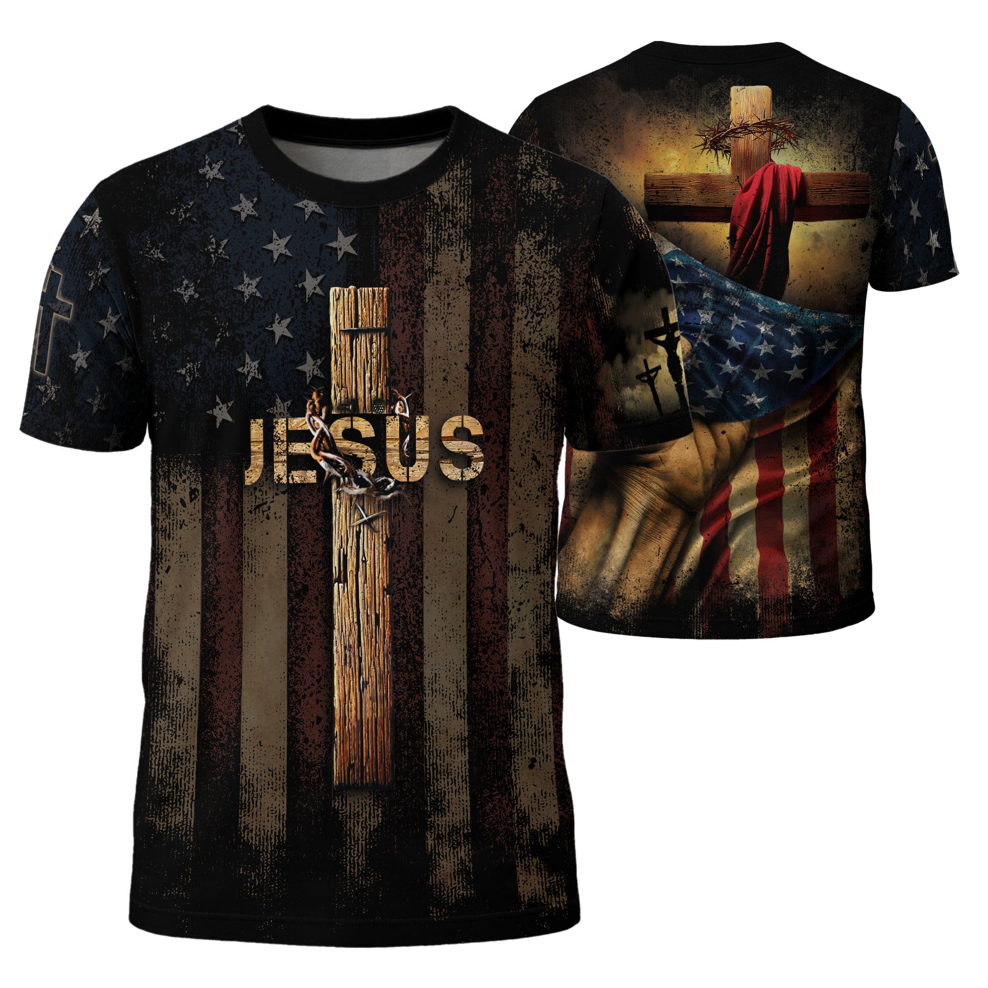 Only JESUS Saves American Faith, Freedom Shirts - Christian Tee Shirts for Men, RustField Co - Rust Field Wear