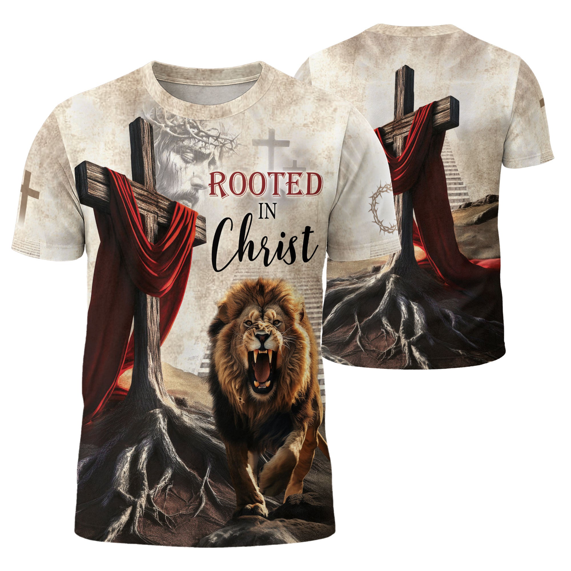Freedom Shirts - Be As A Lion Rooted In Christ Proverbs 28 1, Christian Tee Shirts for Men, RustField Co - Rust Field Wear