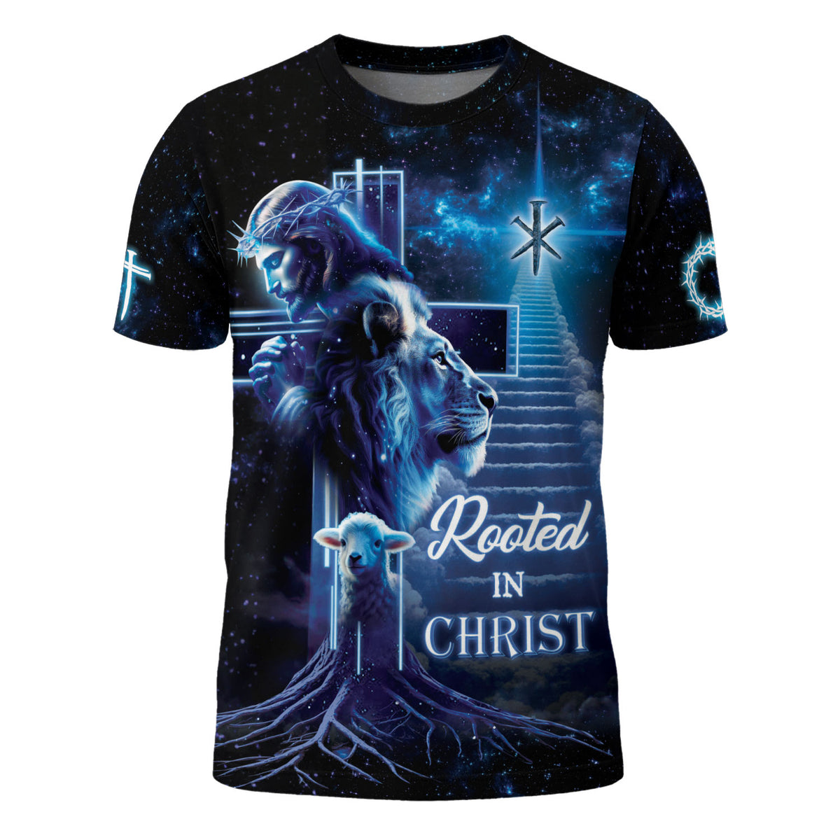 Rooted in Christ The Lion The Lamb And The King Freedom Graphic Tee for Men, Christian Tee Shirts, Jesus Shirt, Men's Faith Gift, Rustfield Co. - Rust Field Wear