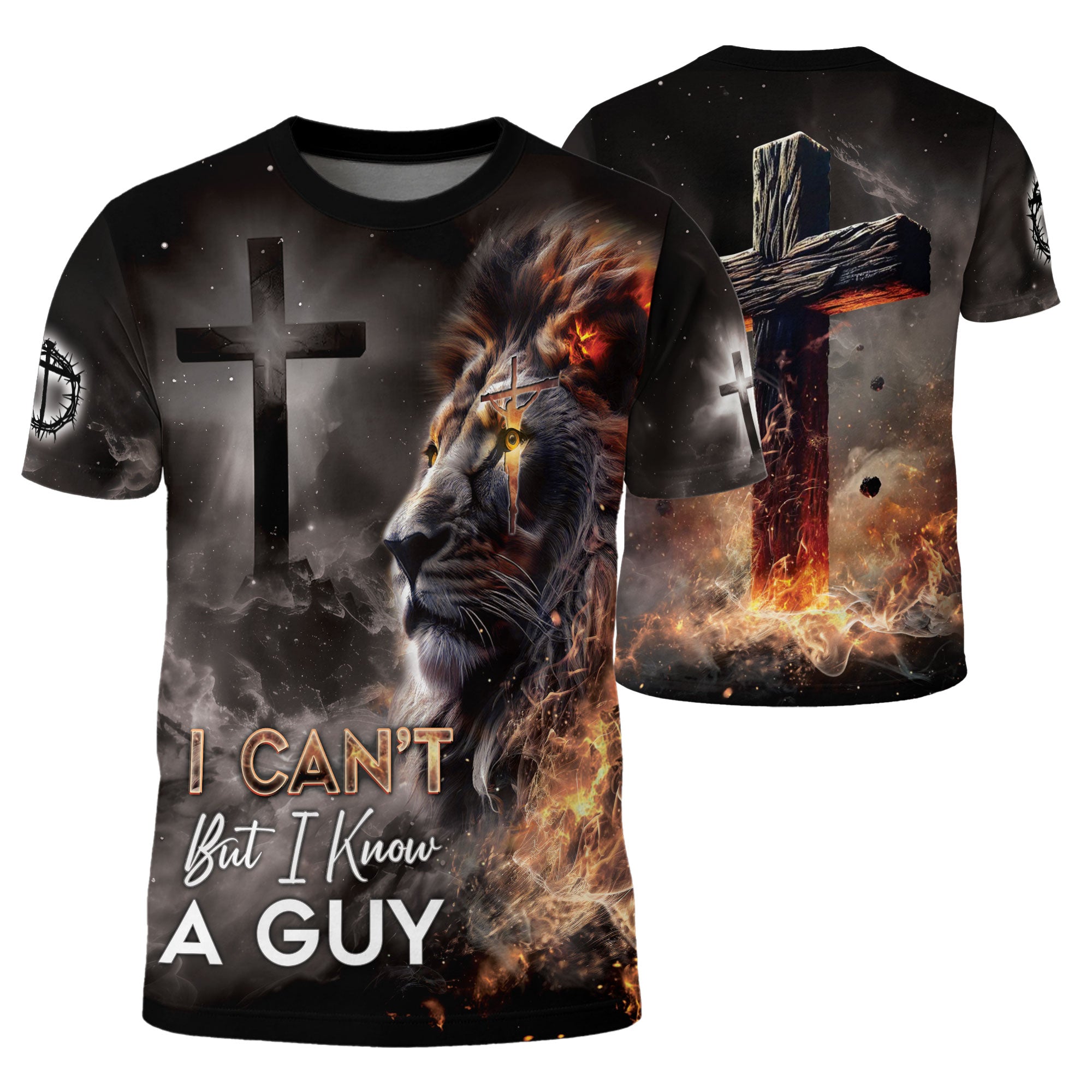 RustField Co, I Can't But He Can Fiery Lion Of Judah - Christian Tee Shirts for Men, Freedom Shirts - Rust Field Wear
