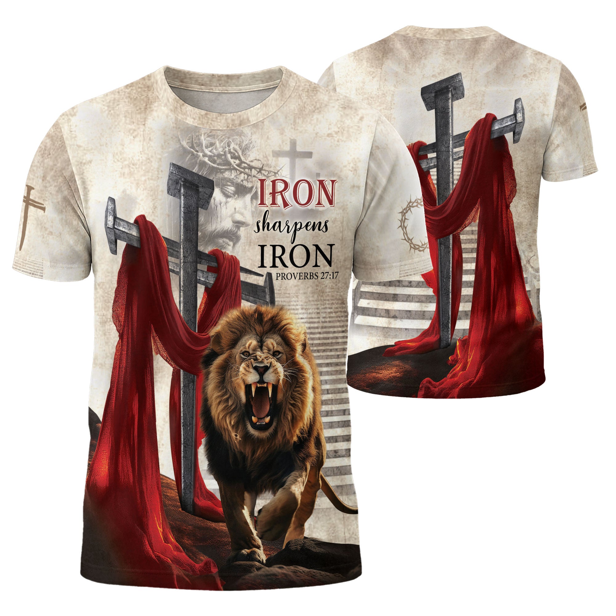 Iron Sharpens Iron Proverbs 27 17 Roaring Lion, Freedom Shirts - Christian Tee Shirts for Men, RustField Co - Rust Field Wear