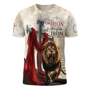 Graphic Tee for Men, Iron Sharpens Iron Proverbs 27:17 Roaring Lion Freedom, Christian Tee Shirts, Jesus Shirt, Religious Gift for Him, Rustfield Co. - Rust Field Wear