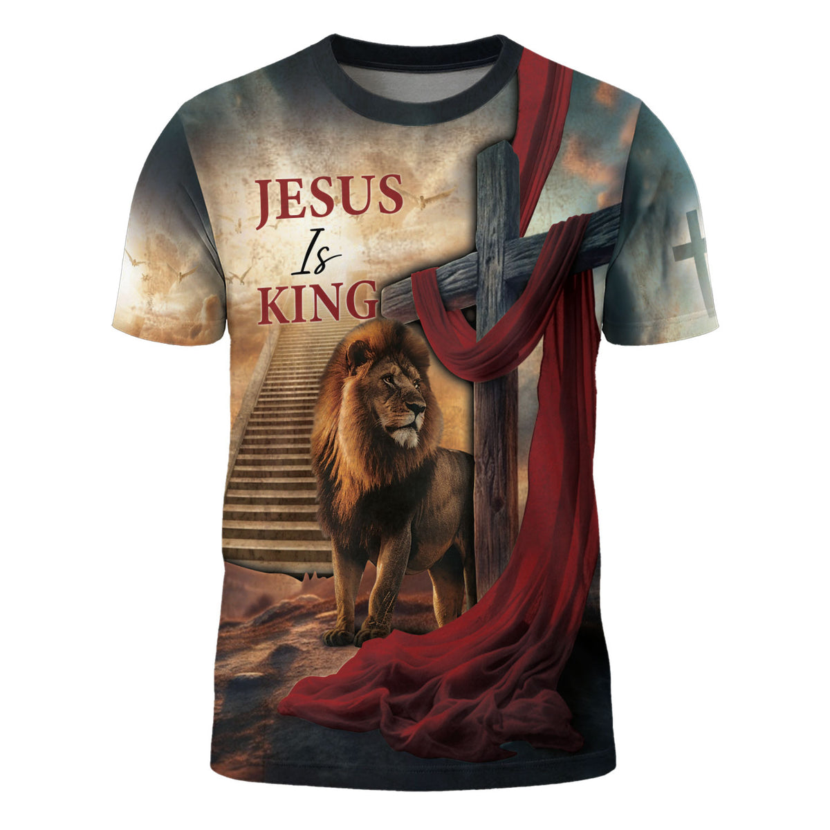 Jesus Is King Majestic Lion And Royal Sash Freedom Jesus Shirt for Men, Christian Graphic Tee, Christian Tee Shirts, Men's Faith Gift, Rustfield Co. - Rust Field Wear