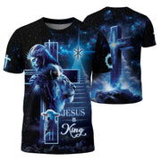 Jesus Is King The Lion And The Lamb On Heaven's Stair Christian Tee Shirts - Freedom Shirts for Men, RustField Co - Rust Field Wear