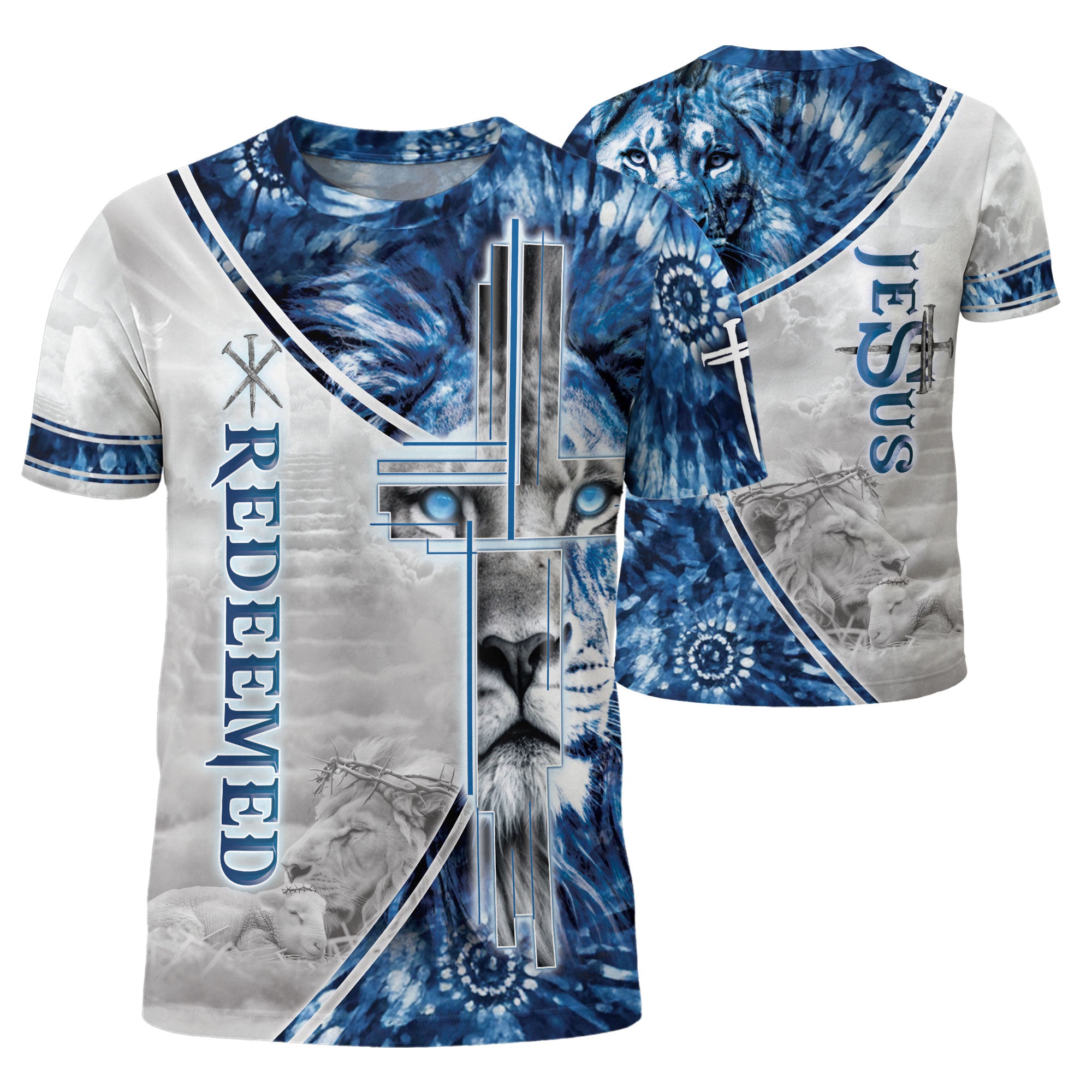 Christian Tee Shirts for Men - Eyed Lion Of Judah Redeemed, RustField Co Freedom Shirts - Rust Field Wear
