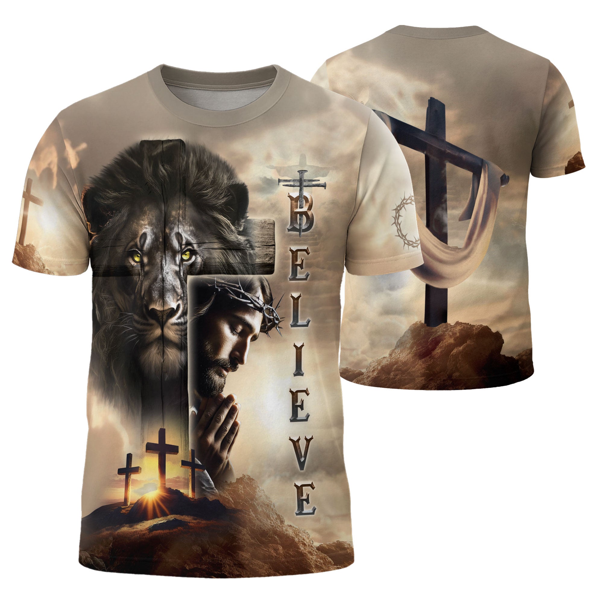 Freedom Shirts for Men, Believe In The Lion And The Savior - Christian Tee Shirts, RustField Co - Rust Field Wear