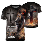 RustField Co Christian Tee Shirts - I've Read The Final Chapter God Wins Faith Cross Lion, Freedom Shirts for Men - Rust Field Wear