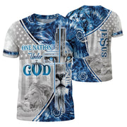 Christian Tee Shirts, One Nation Under God Lion Cross - Freedom Shirts for Men, RustField Co - Rust Field Wear