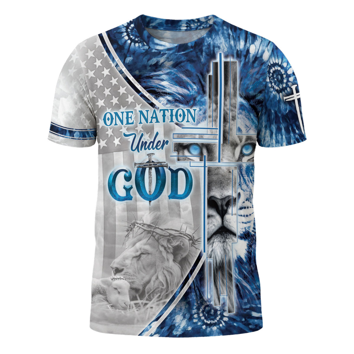 One Nation Under God Lion Cross Christian Graphic Tee for Men, Jesus Shirt, Christian Tee Shirts, Religious Gift for Him, Rustfield Co. - Rust Field Wear