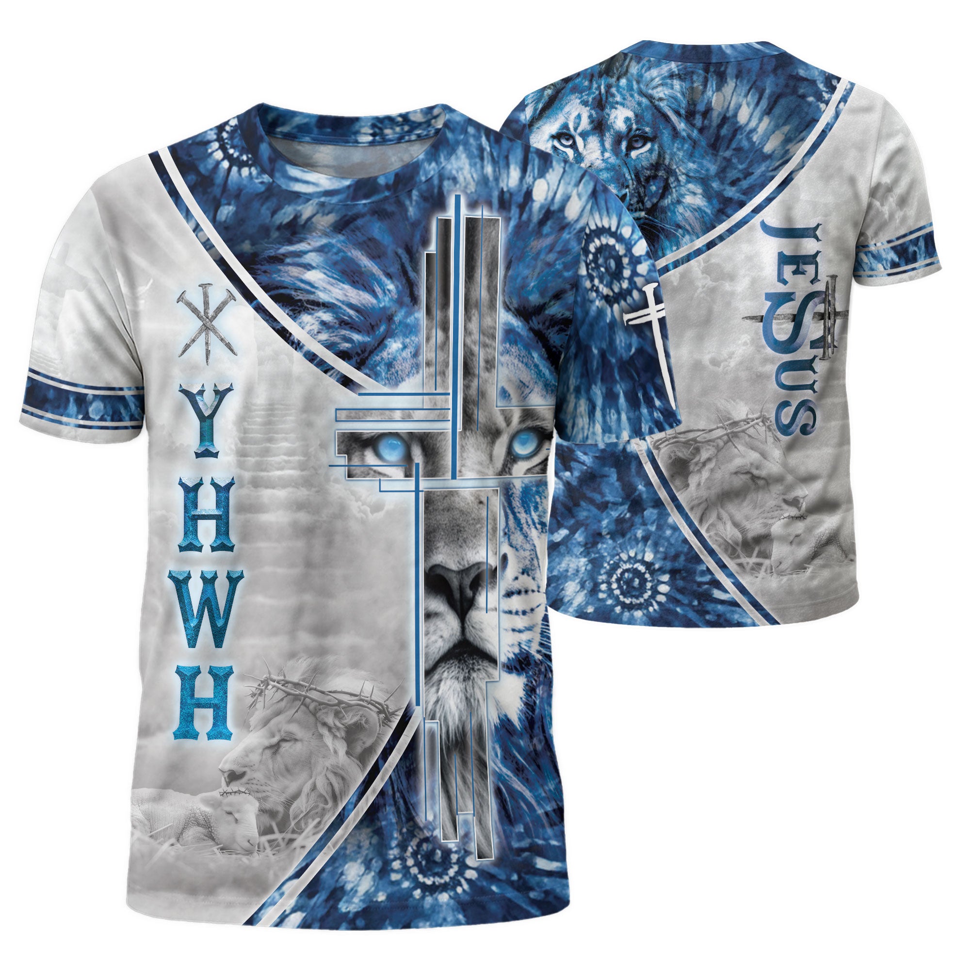 Christian Tee Shirts for Men - YHWH Jesus Lion and Lamb Heavenly, RustField Co Freedom Shirts - Rust Field Wear