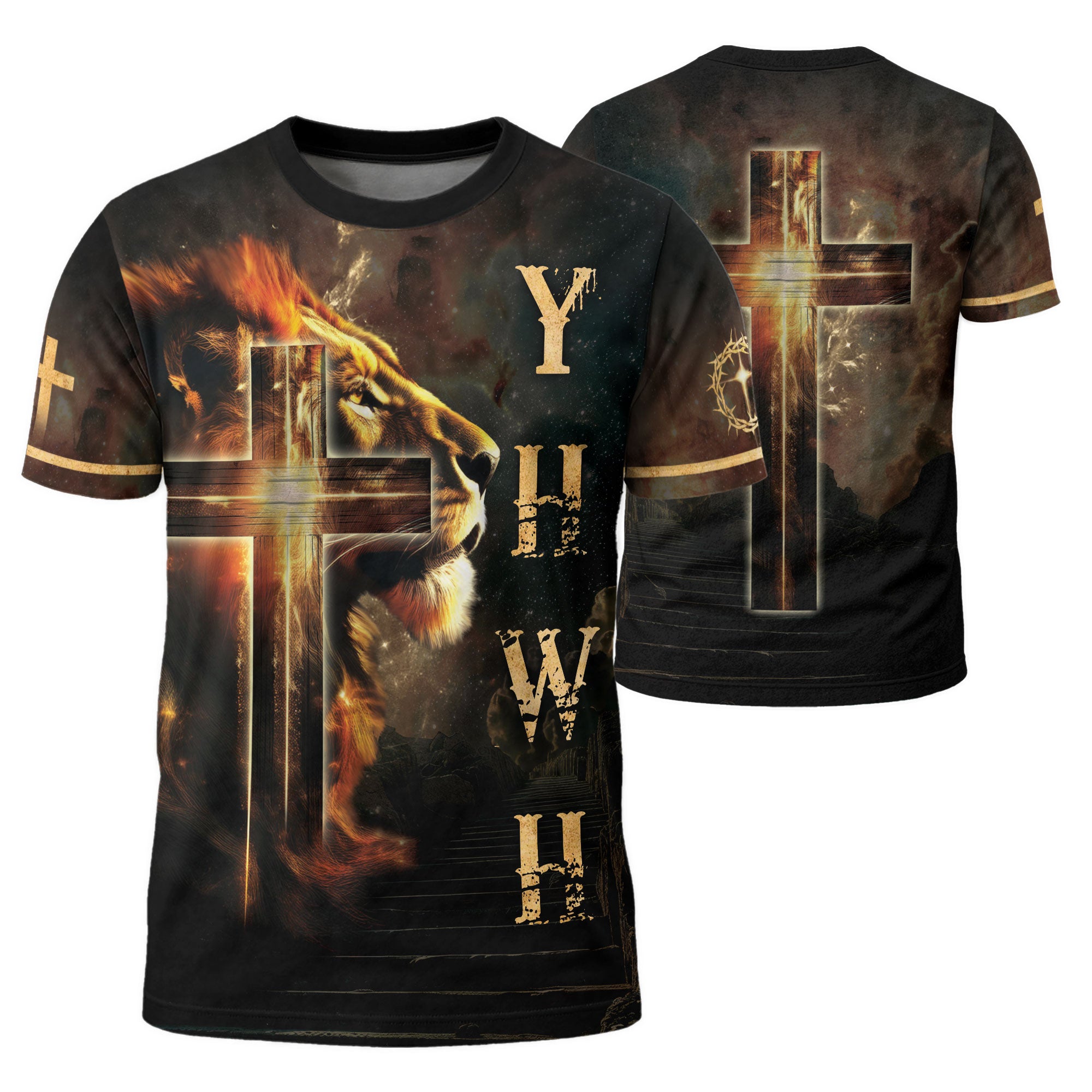 Freedom Shirts for Men, YHWH Lion of Judah Radiant Cross - Christian Tee Shirts, RustField Co - Rust Field Wear