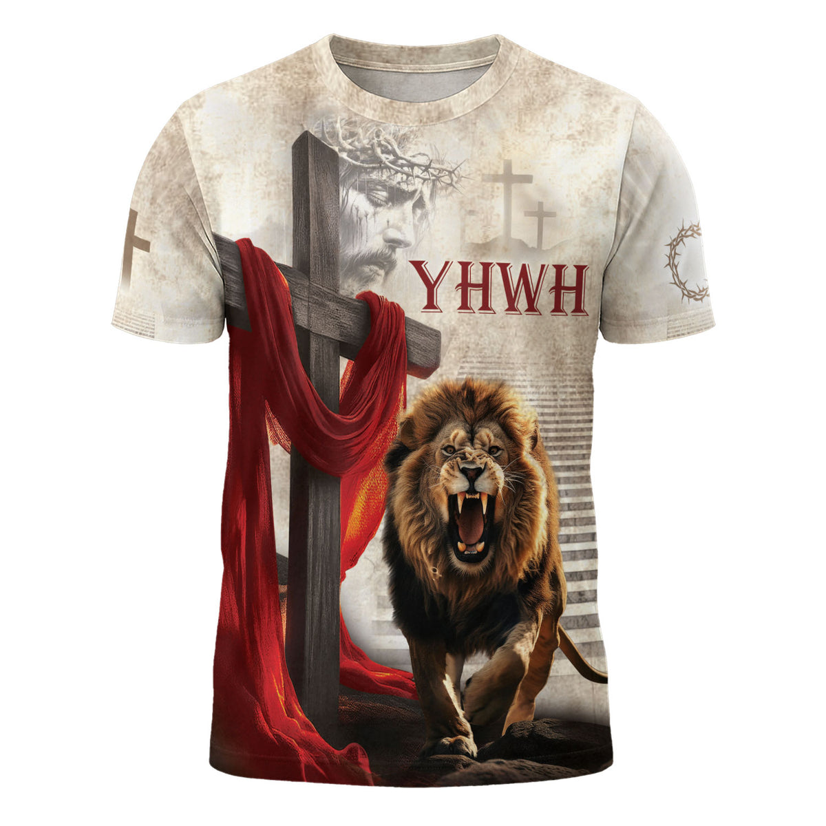YHWH Jesus and Roaring Lion Cross Freedom Jesus Shirt, Graphic Tee for Men, Christian Tee Shirts, Religious Gift for Him, Rustfield Co. - Rust Field Wear