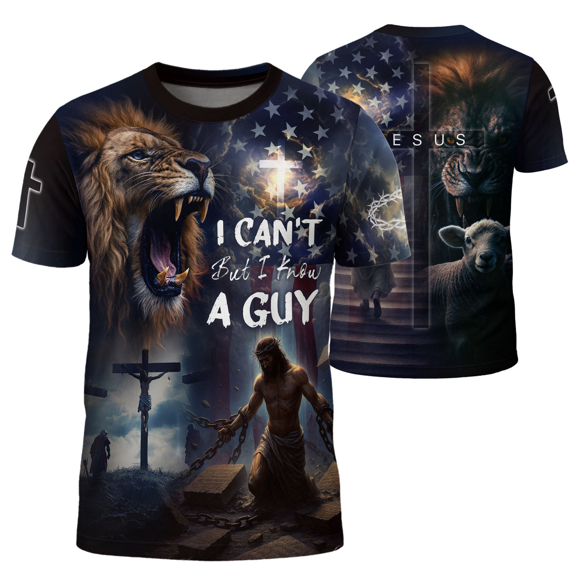 Freedom Shirts - I Can't But I Know A Guy Jesus Cross Lion and Lamb Redemption, Christian Tee Shirts for Men, RustField Co - Rust Field Wear