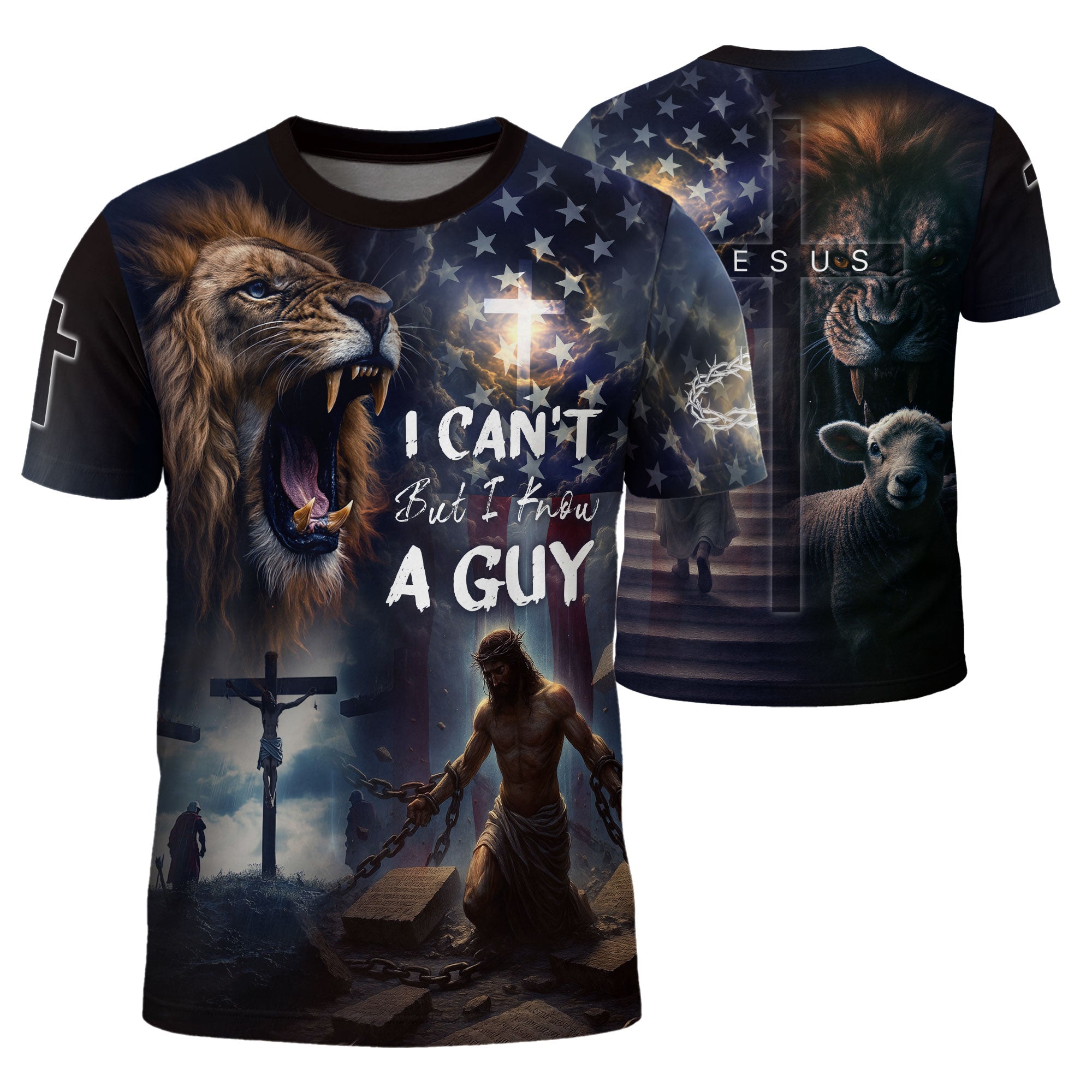 Freedom Shirts - I Can't But I Know A Guy Jesus Cross Lion and Lamb Redemption, Christian Tee Shirts for Men, RustField Co - Rust Field Wear