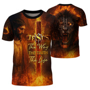 Freedom Shirts for Men, Jesus The Way The Truth The Life Lion - Christian Tee Shirts, RustField Co - Rust Field Wear