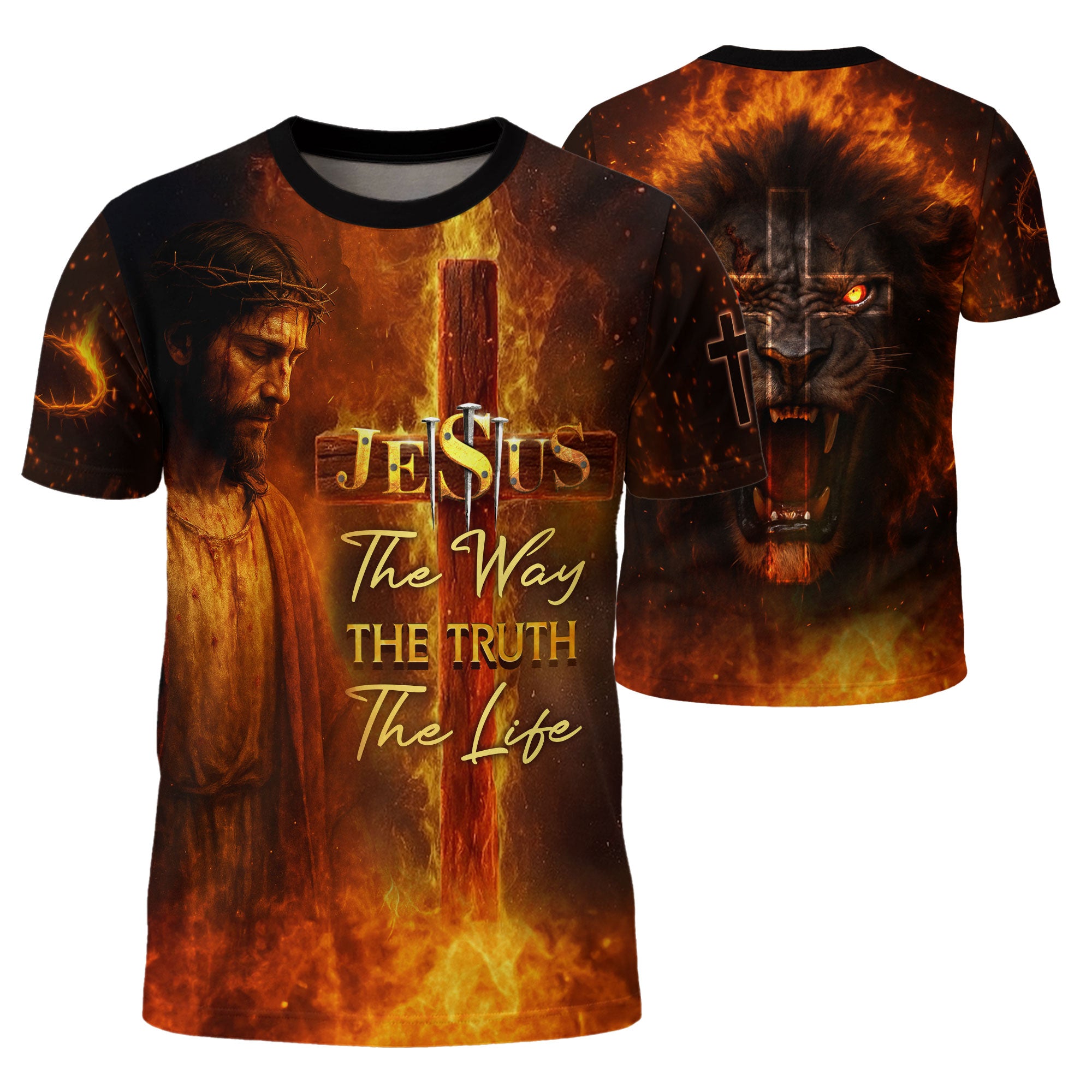 Freedom Shirts for Men, Jesus The Way The Truth The Life Lion - Christian Tee Shirts, RustField Co - Rust Field Wear