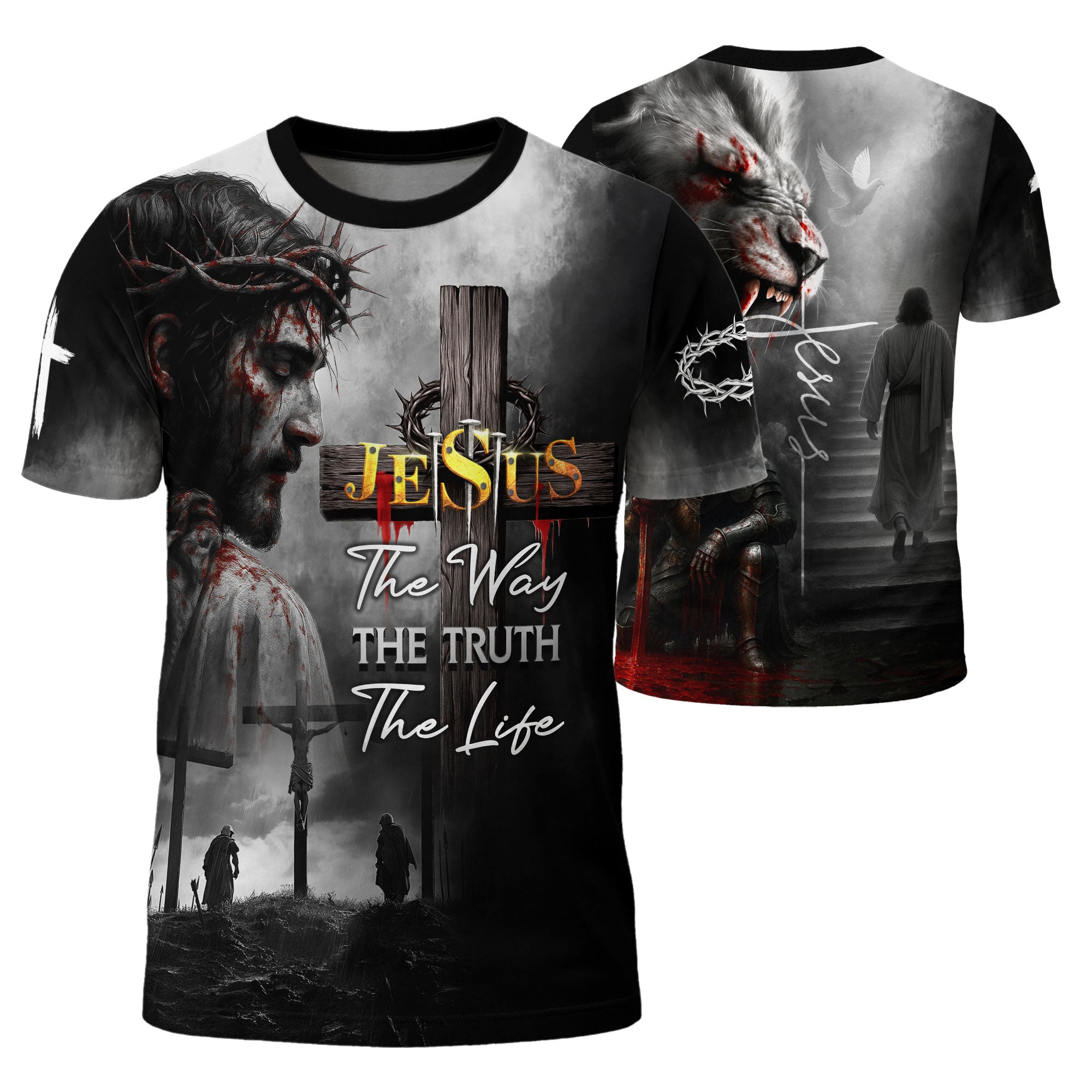 Christian Tee Shirts, Jesus The Way The Truth The Life Blood Redemption - Freedom Shirts for Men, RustField Co - Rust Field Wear