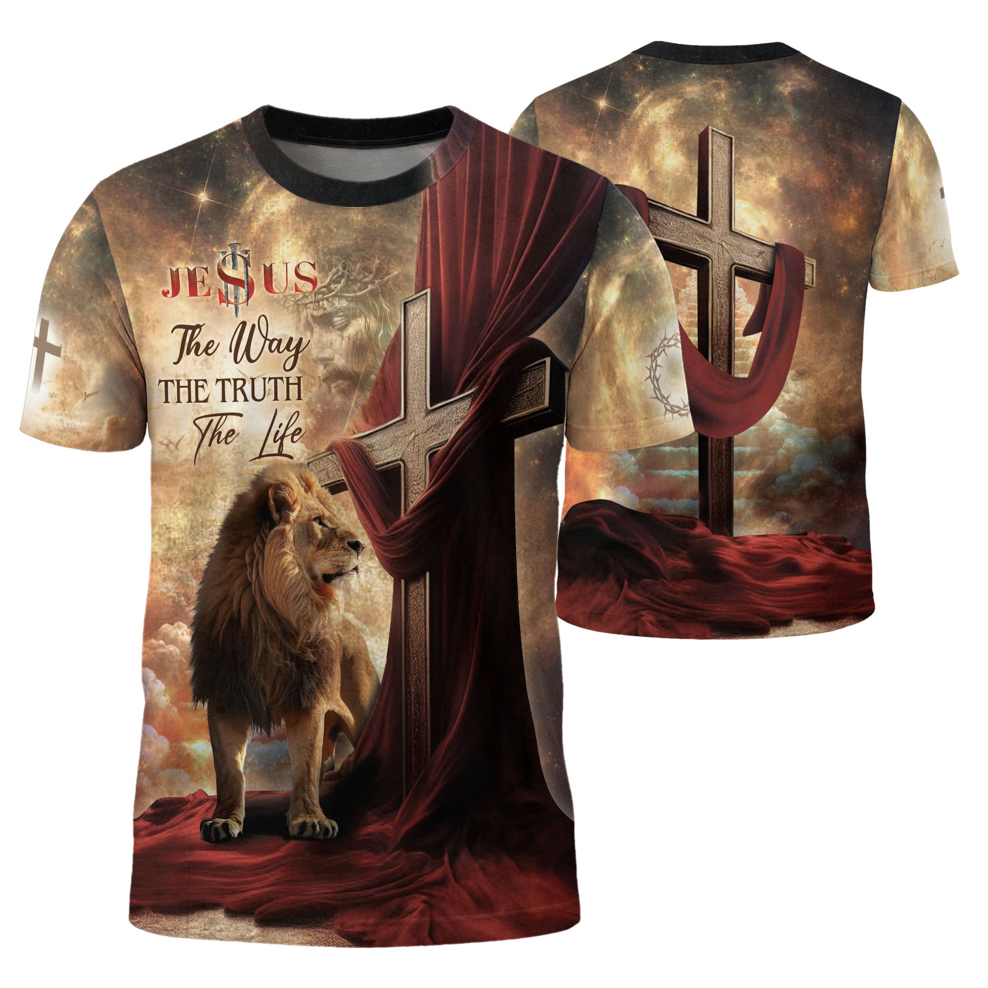 Freedom Shirts - The Lion And The Path To Life The Way The Truth The Life, Christian Tee Shirts for Men, RustField Co - Rust Field Wear
