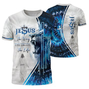 Christian Tee Shirts for Men, RustField Co - The Way The Truth The Life John 14 6 Roaring Lion, Freedom Shirts - Rust Field Wear